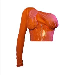 NWT PrettyLittleThing Top shape Club Party Crocodile one shoulder underbust